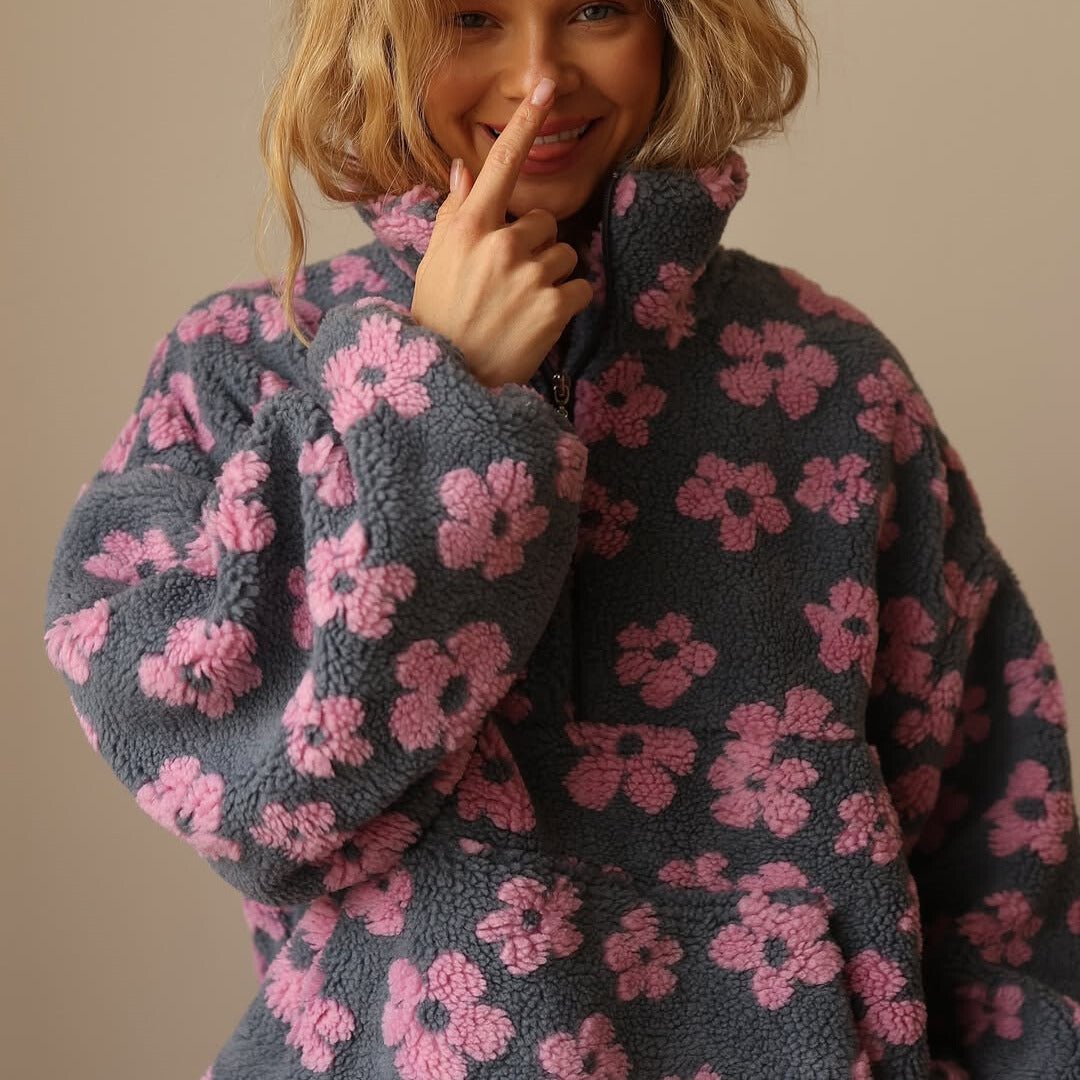 NIKKI | SOFT BLOOM FLEECE QUARTER - ZIP - Edith & Mae