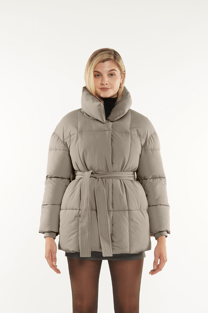 NOVA | MID LENGTH BELTED PUFFER JACKET - Edith &amp; Mae