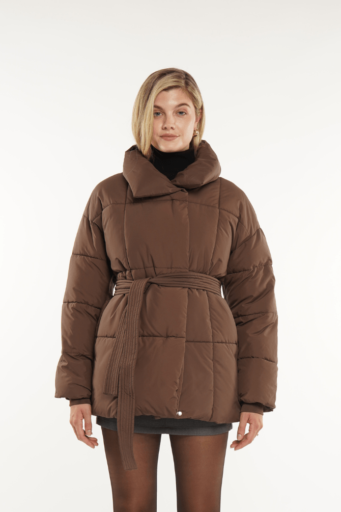 NOVA | MID LENGTH BELTED PUFFER JACKET - Edith &amp; Mae