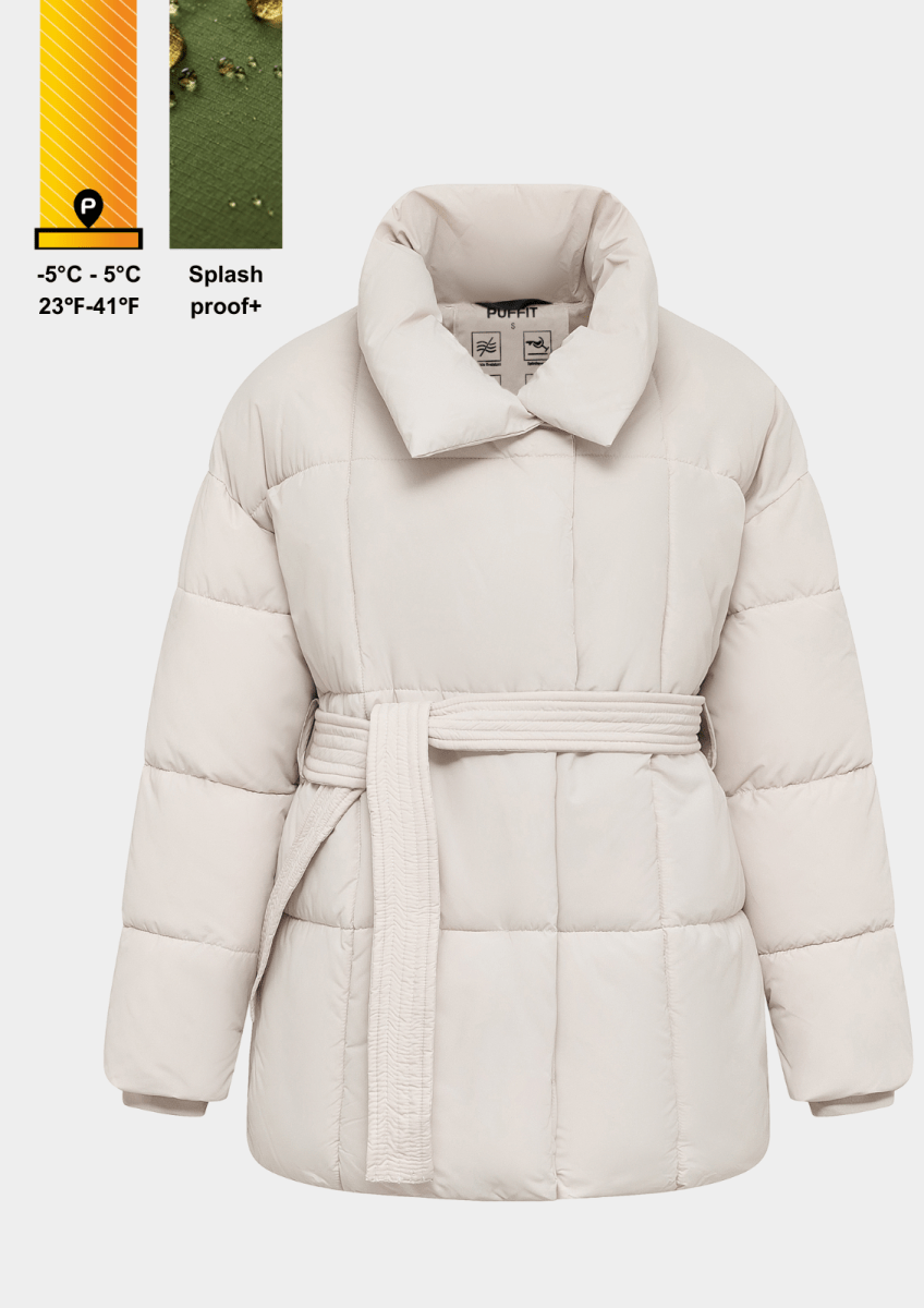 NOVA | MID LENGTH BELTED PUFFER JACKET - Edith &amp; Mae