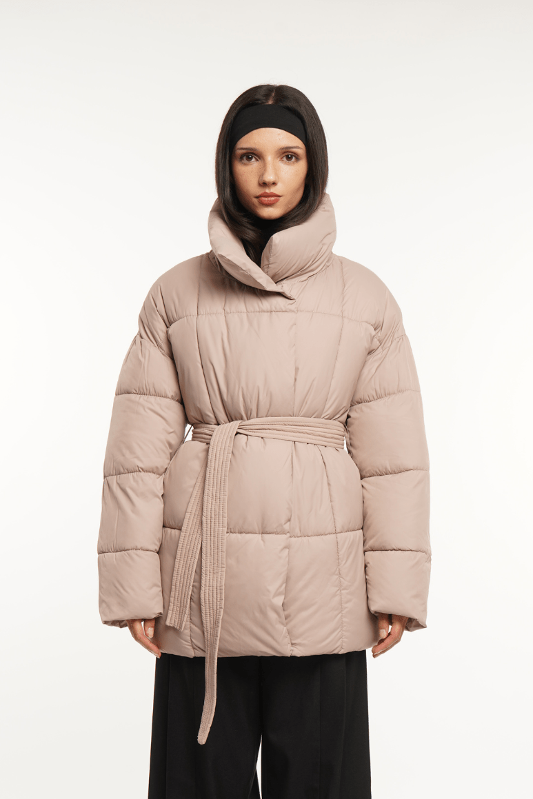 NOVA | MID LENGTH BELTED PUFFER JACKET - Edith &amp; Mae