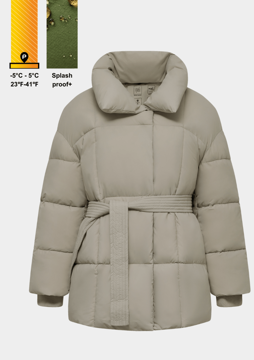 NOVA | MID LENGTH BELTED PUFFER JACKET - Edith &amp; Mae