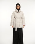 NOVA | MID LENGTH BELTED PUFFER JACKET - Edith & Mae