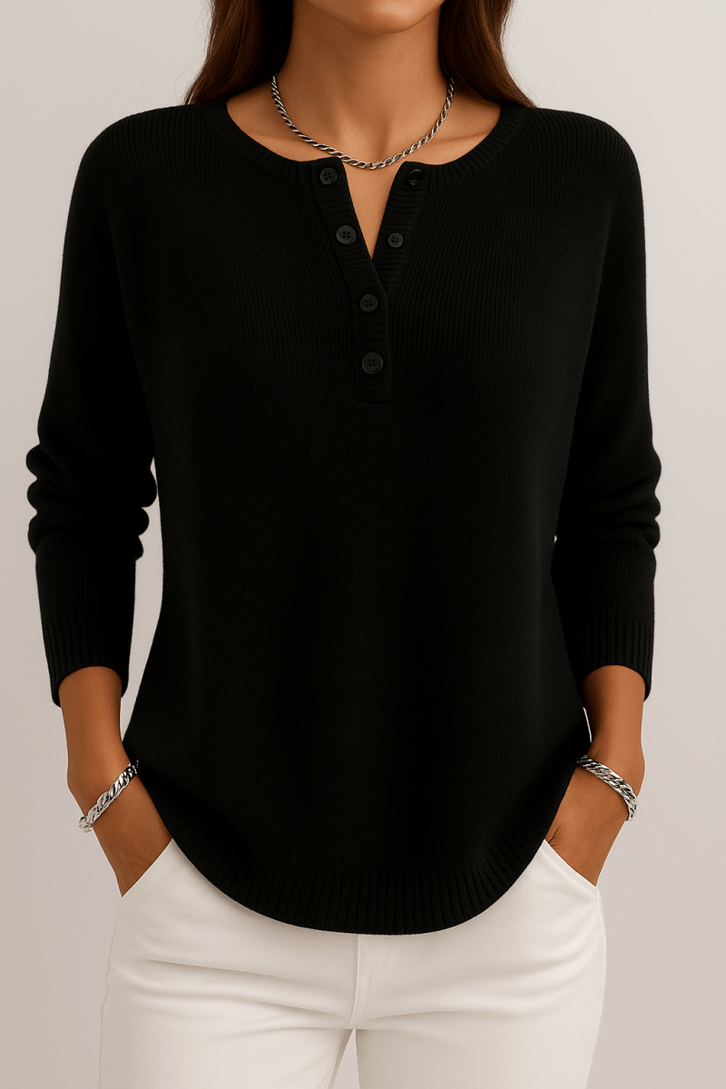 SARA | BUTTON KNIT SWEATER - Edith & Mae