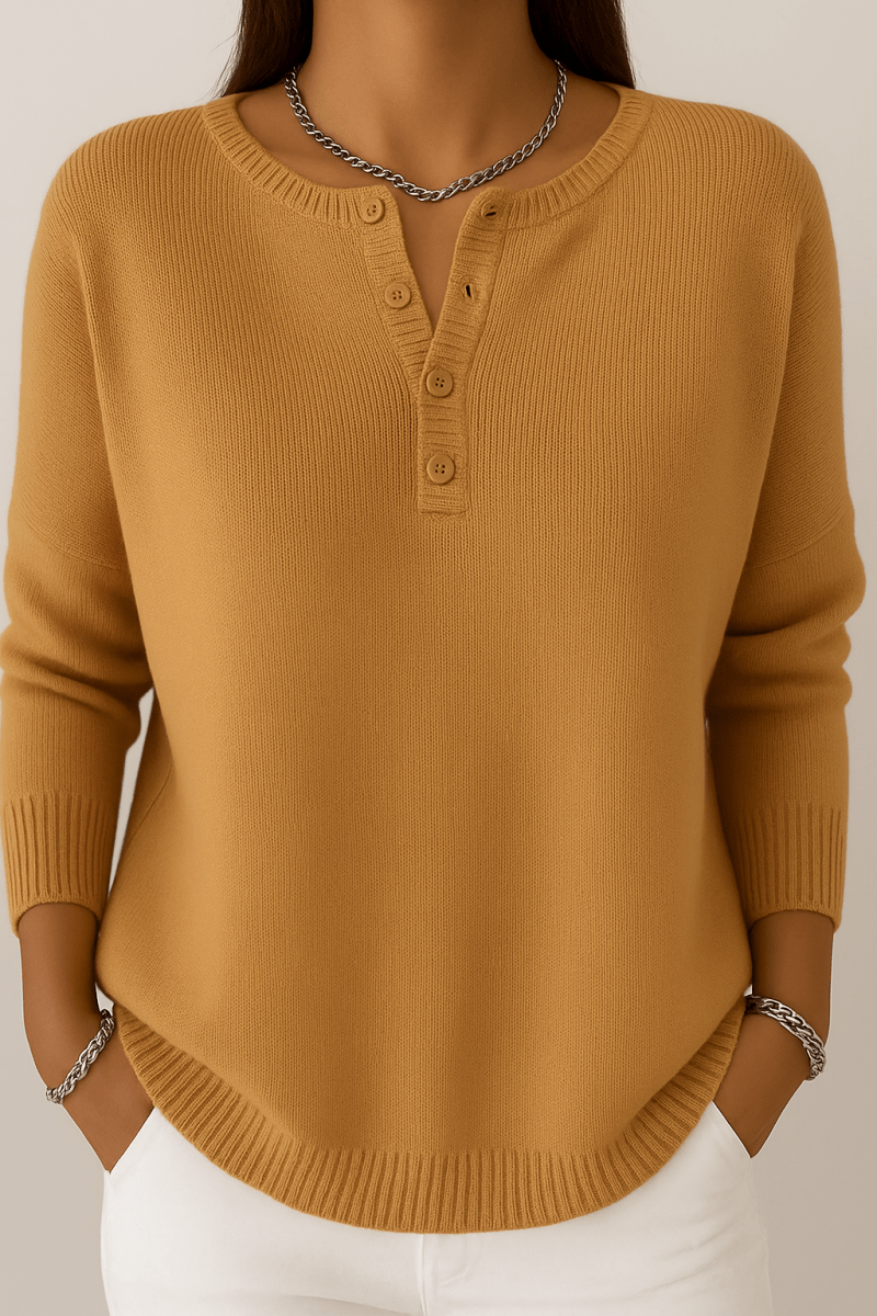 SARA | BUTTON KNIT SWEATER - Edith & Mae