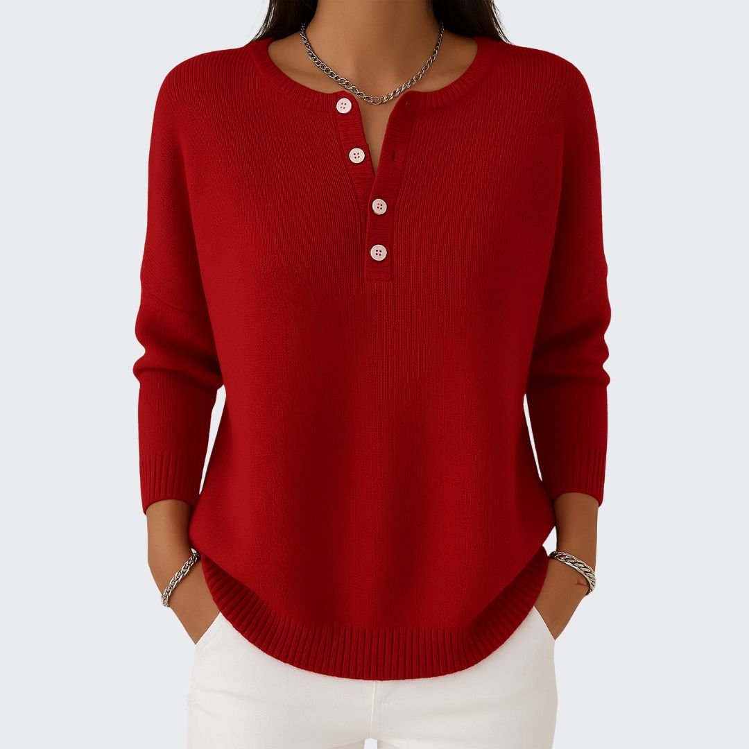 SARA | BUTTON KNIT SWEATER - Edith & Mae