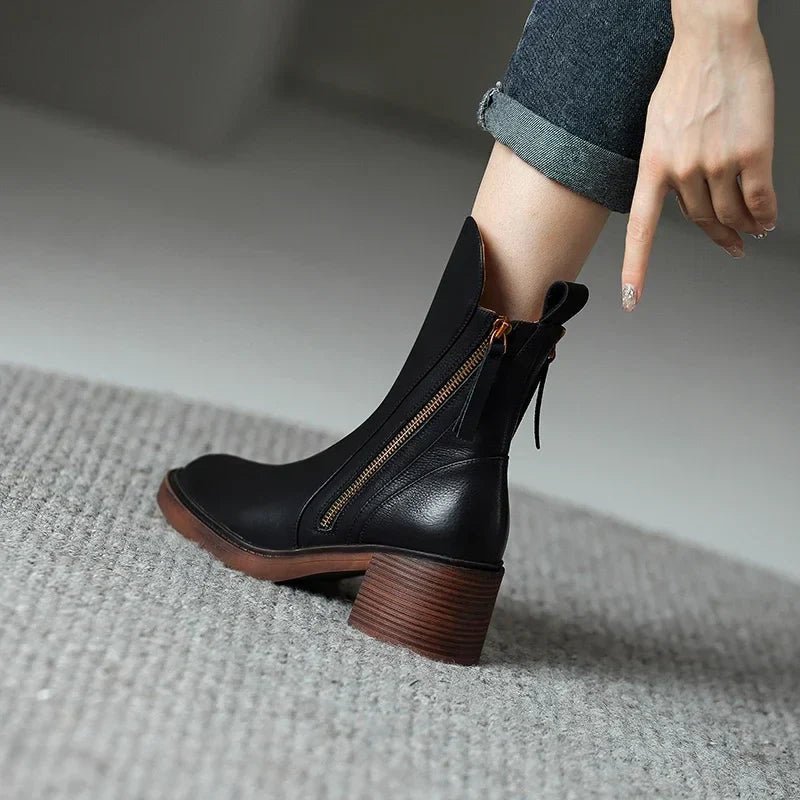 SAVANNAH - STYLISH COMFORT LEATHER ANKLE BOOTS - Edith & Mae