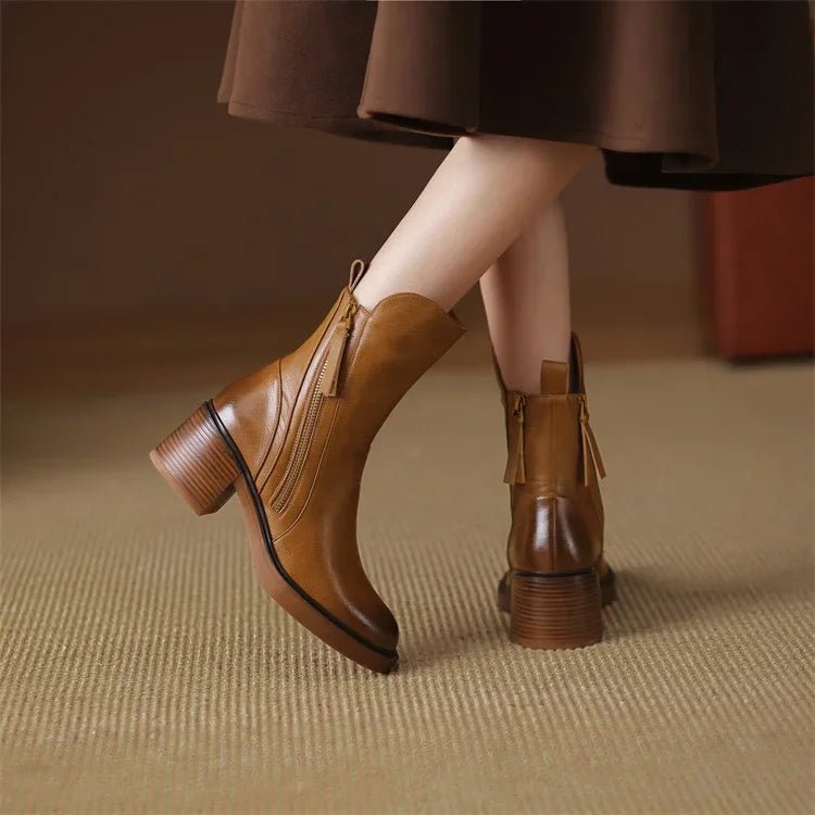 SAVANNAH - STYLISH COMFORT LEATHER ANKLE BOOTS - Edith & Mae