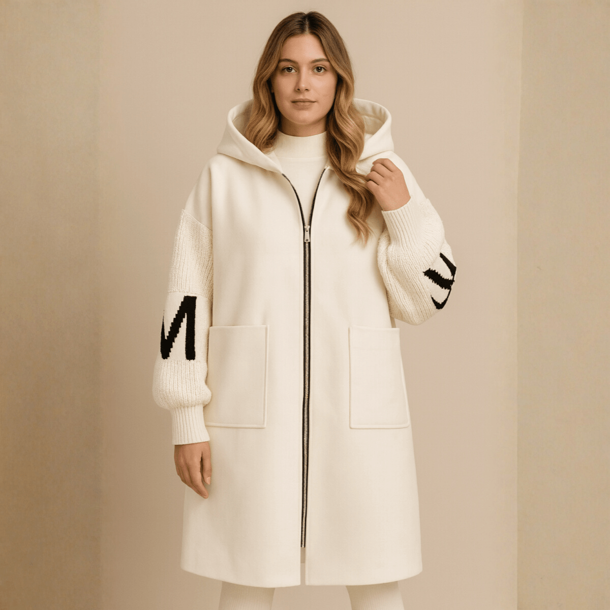 SELENE | KNITTED HOODED LONG COAT - Edith & Mae