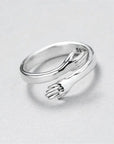 SILVER ADJUSTABLE HUG RING - Edith & Mae