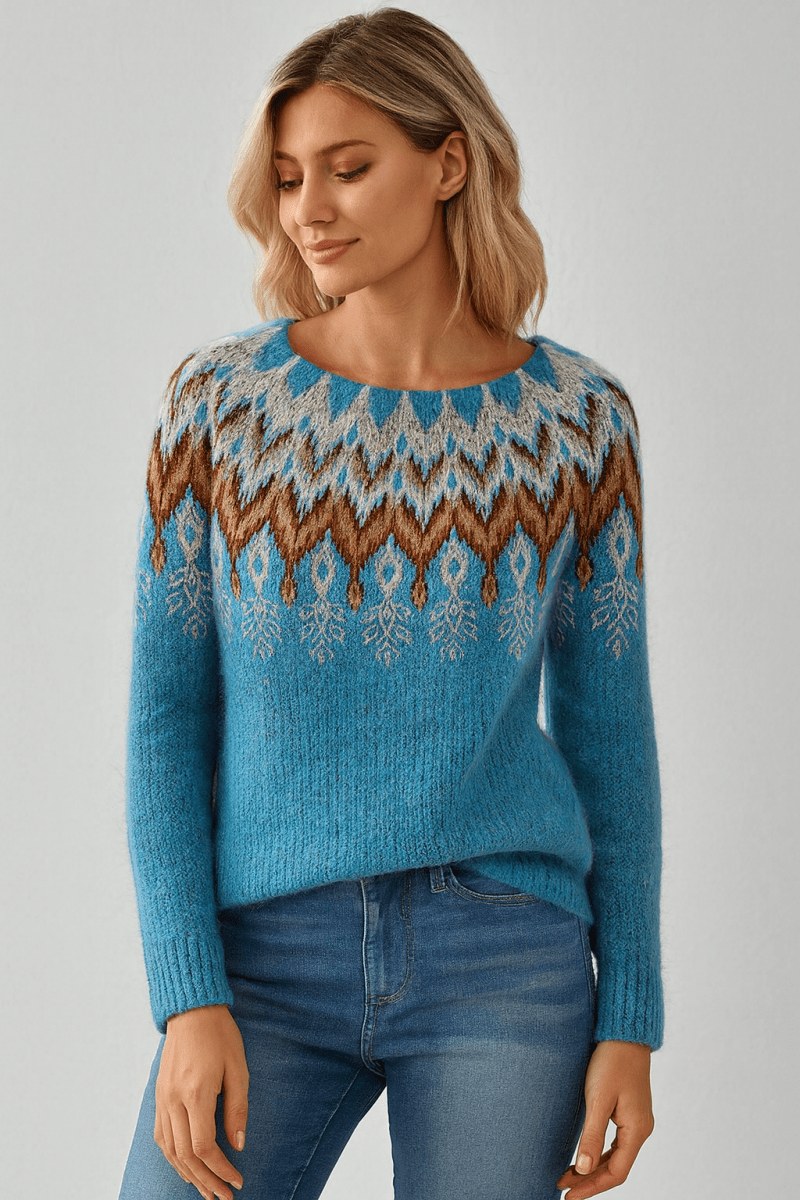 SILVIA™ - RETRO - SWEATER [BLUE] - Edith & Mae