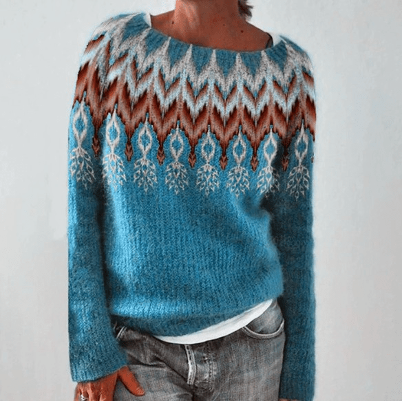 SILVIA™ - RETRO - SWEATER [BLUE] - Edith & Mae