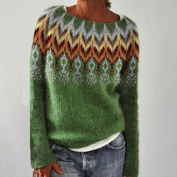 SILVIA™ - RETRO - SWEATER [GREEN] - Edith & Mae