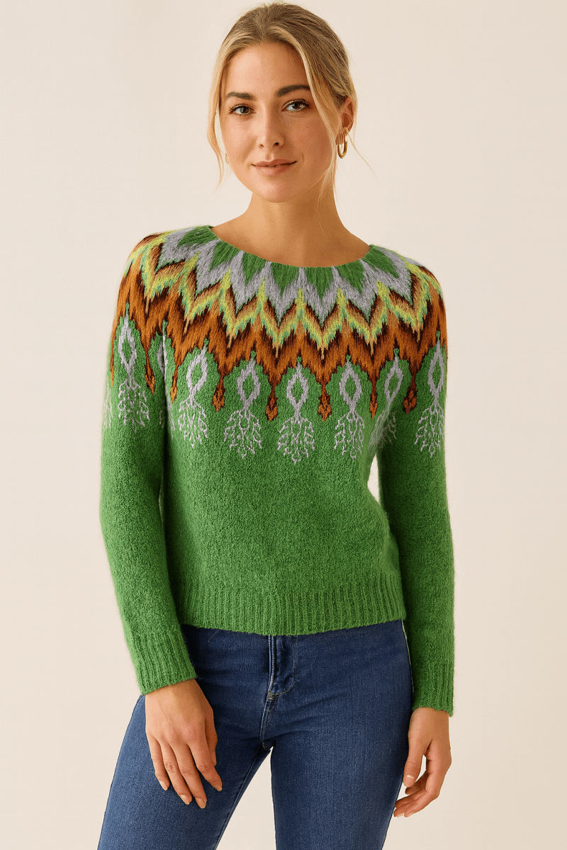 SILVIA™ - RETRO - SWEATER [GREEN] - Edith & Mae