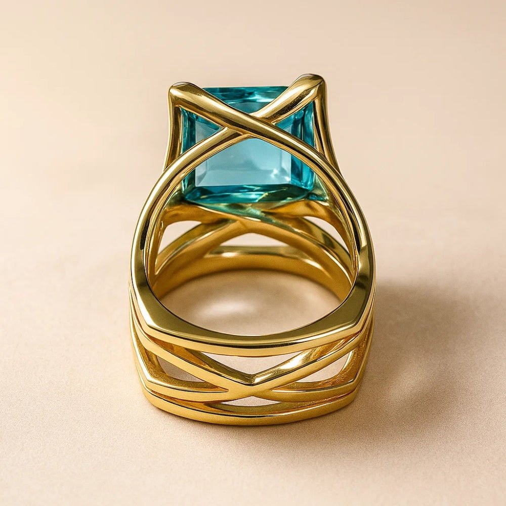 VINTAGE GOLD BLUE ZIRCONIA RING - Edith & Mae